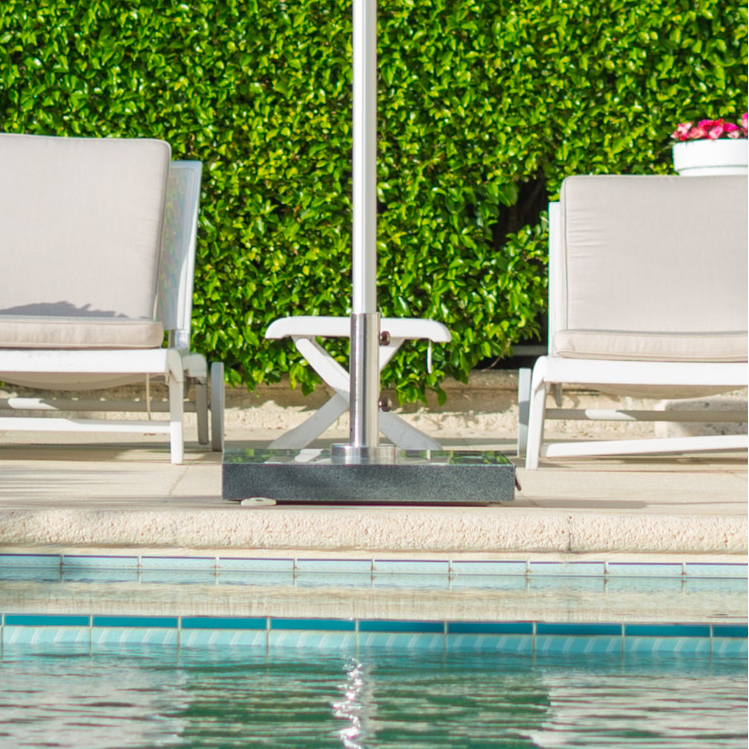 Bambrella Granite 110 lb. Square Umbrella Base With Wheels AuthenTEAK