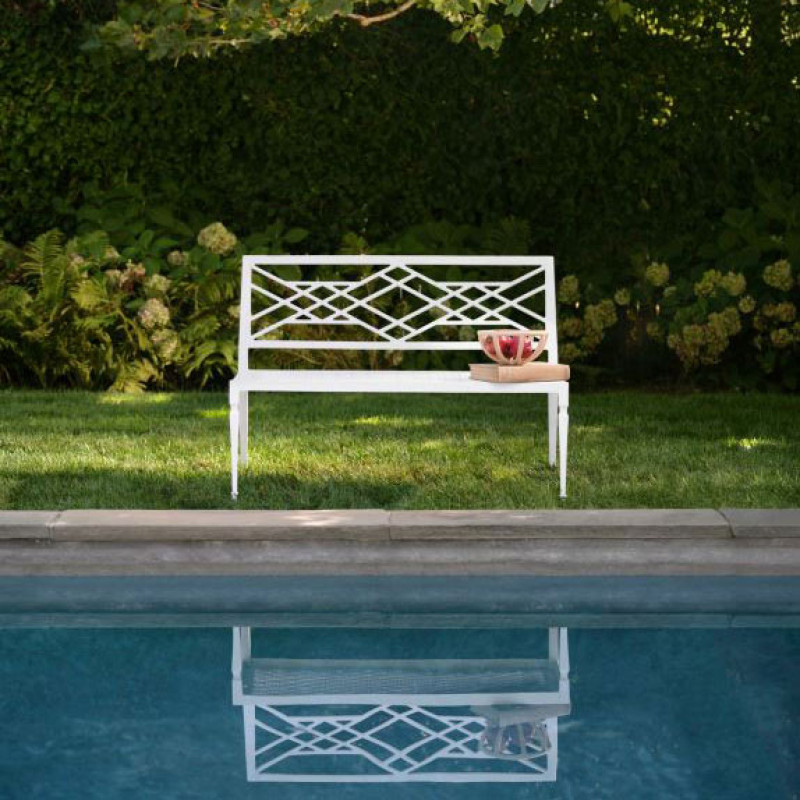 Woodard Tuoro 48" Armless Aluminum Bench AuthenTEAK