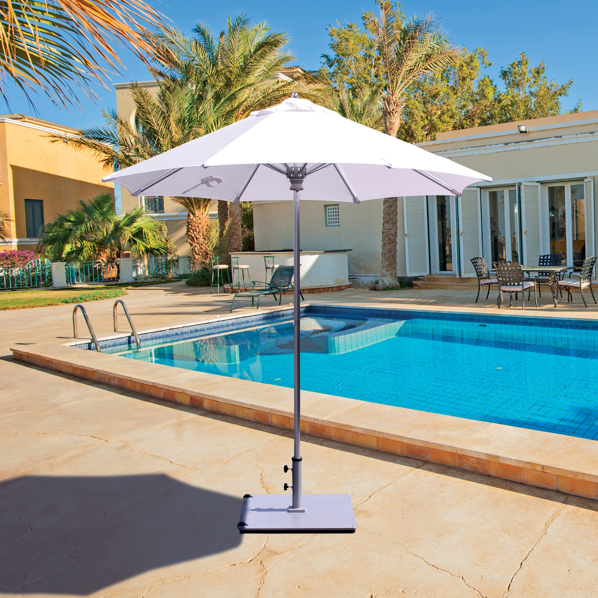 black stripe patio umbrella Elsa Fashion Line 9' - / White Italian Leather patio or deck into Color:Nouveau green 6-Piece Outdoor Patio Dining