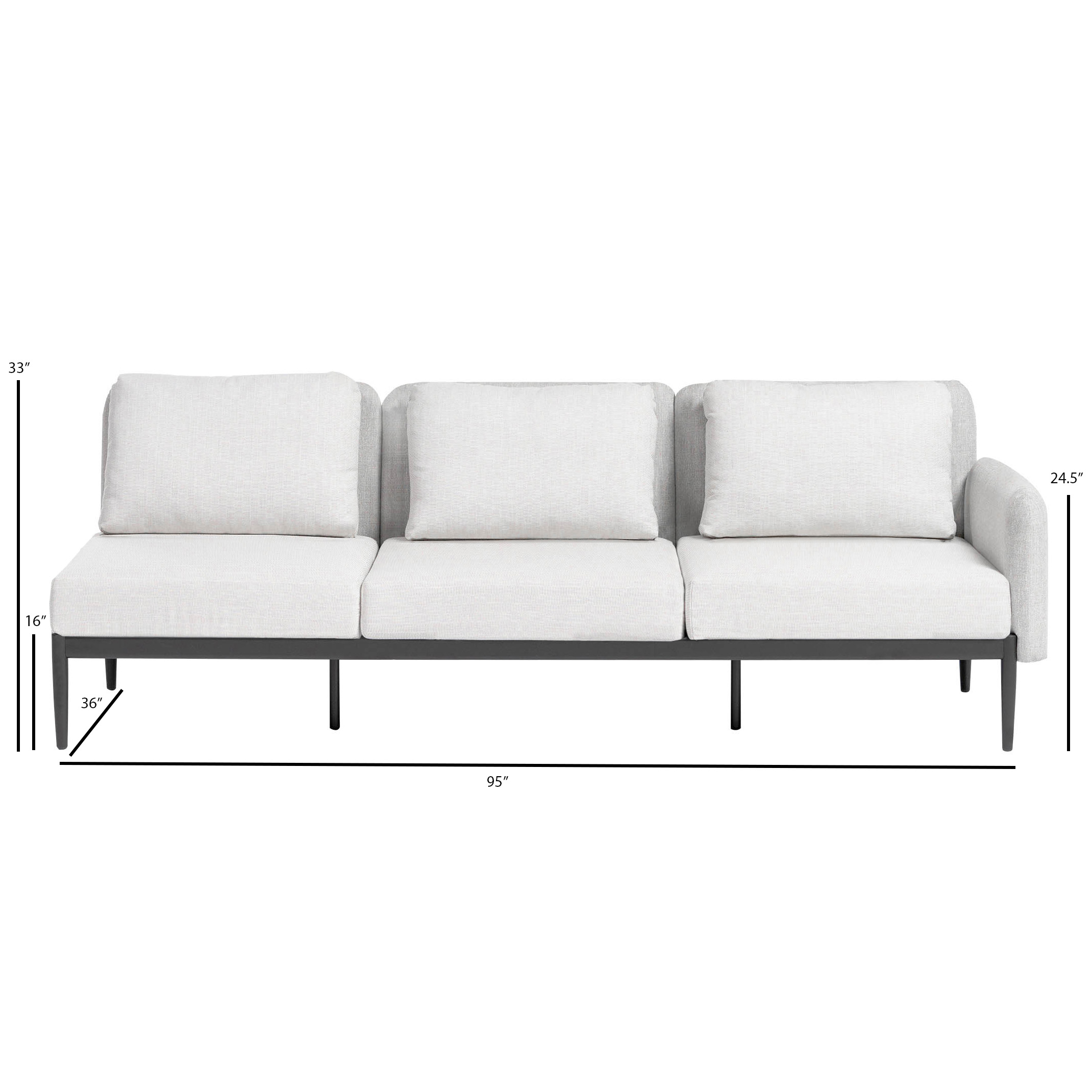 RataNa Ratana Palo Aluminum 3-Seater Outdoor Sectional Unit | AuthenTEAK