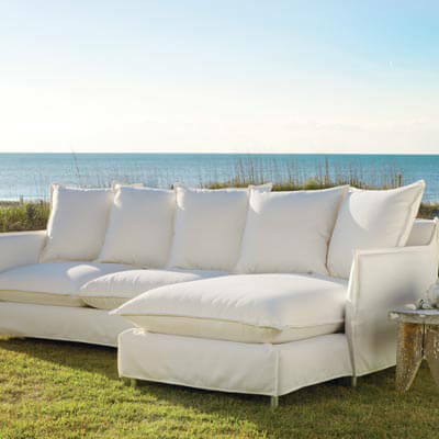 Lee Industries Agave Upholstered Ottoman AuthenTEAK