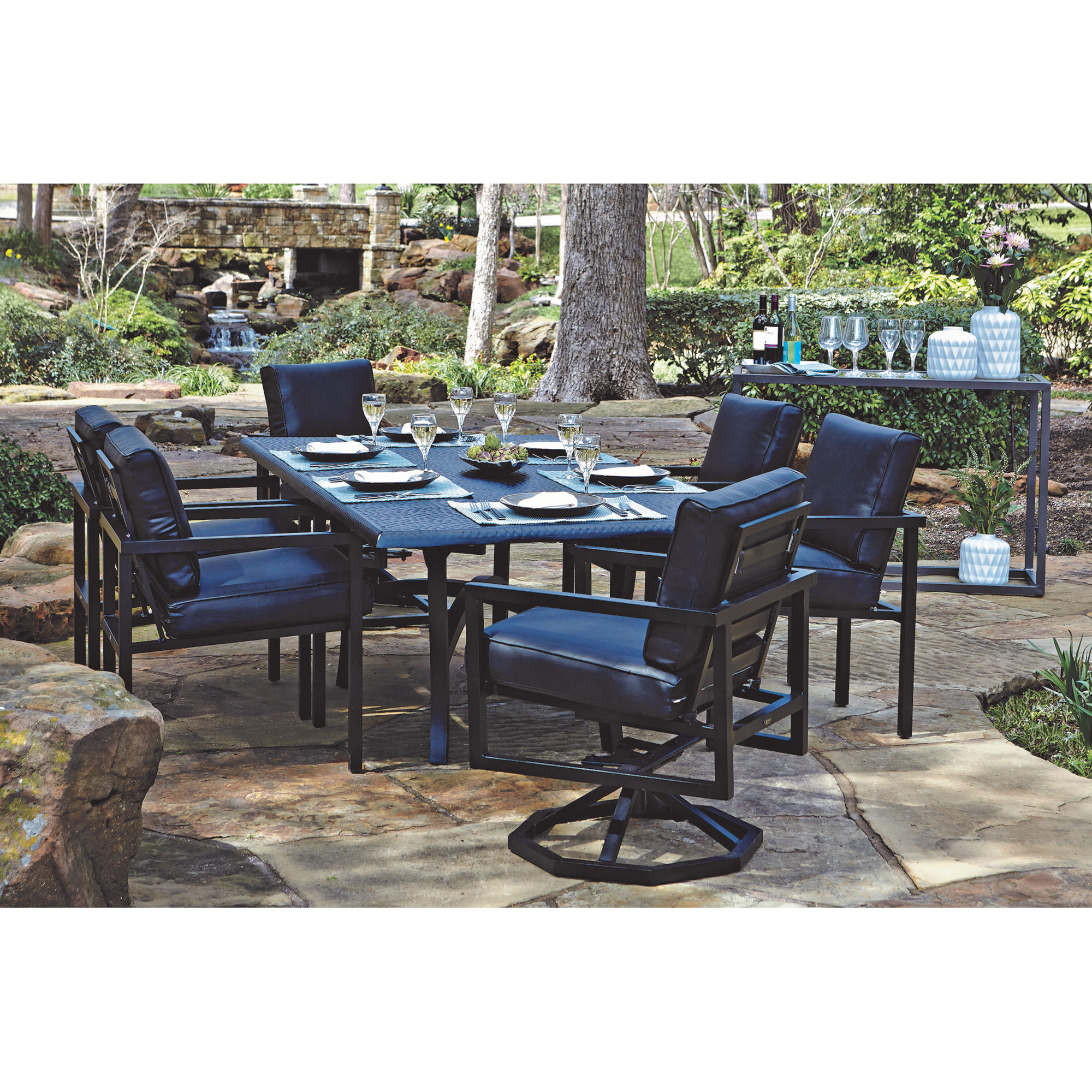 Woodard Salona Swivel Rocking Aluminum Dining Armchair AuthenTEAK