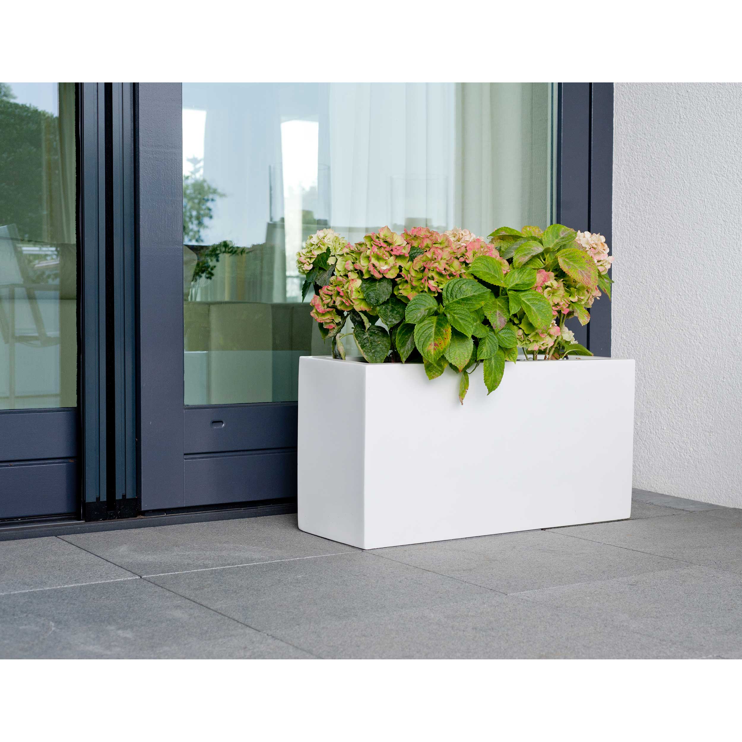 Buhbo Modern Steel Trough Rettangle Planter 32 pollici, bianco
