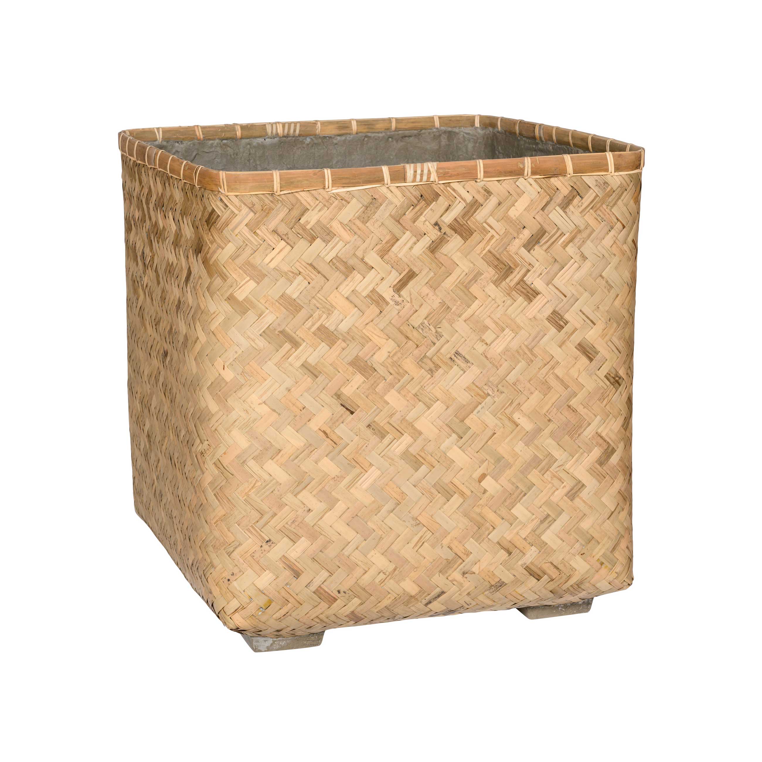 Pottery Pots Bohemian Kobe 24" Square Bamboo Box Planter AuthenTEAK