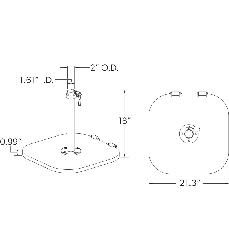 Treasure Garden Aspen 120 lb. Umbrella Base with Wheels AuthenTEAK