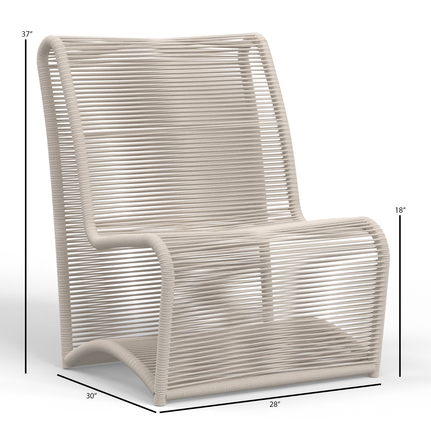 Sunset West Sand Rope Armless Club Chair | AuthenTEAK