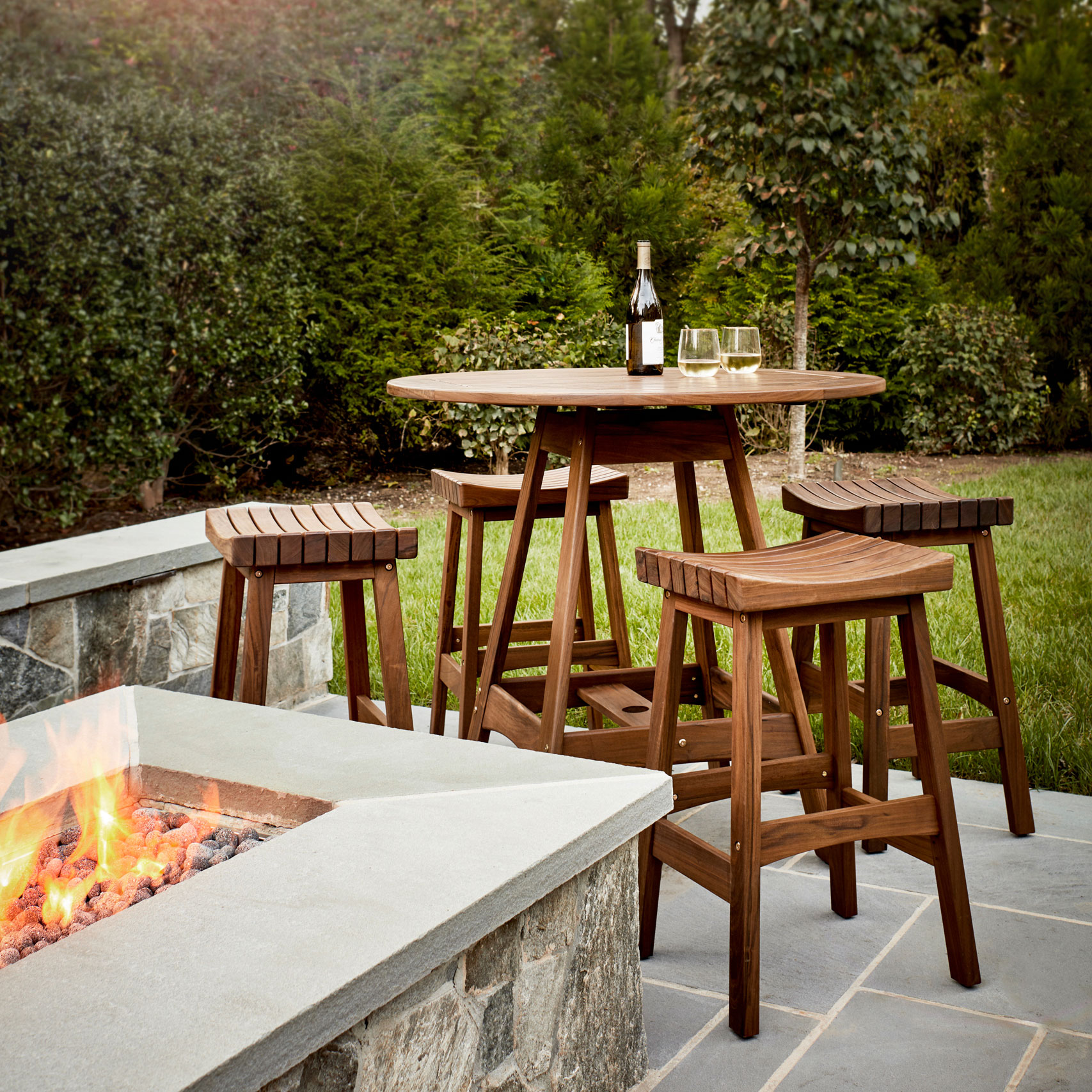 Jensen Outdoor Heritage Sunset Backless Ipe Wood Bar Stool