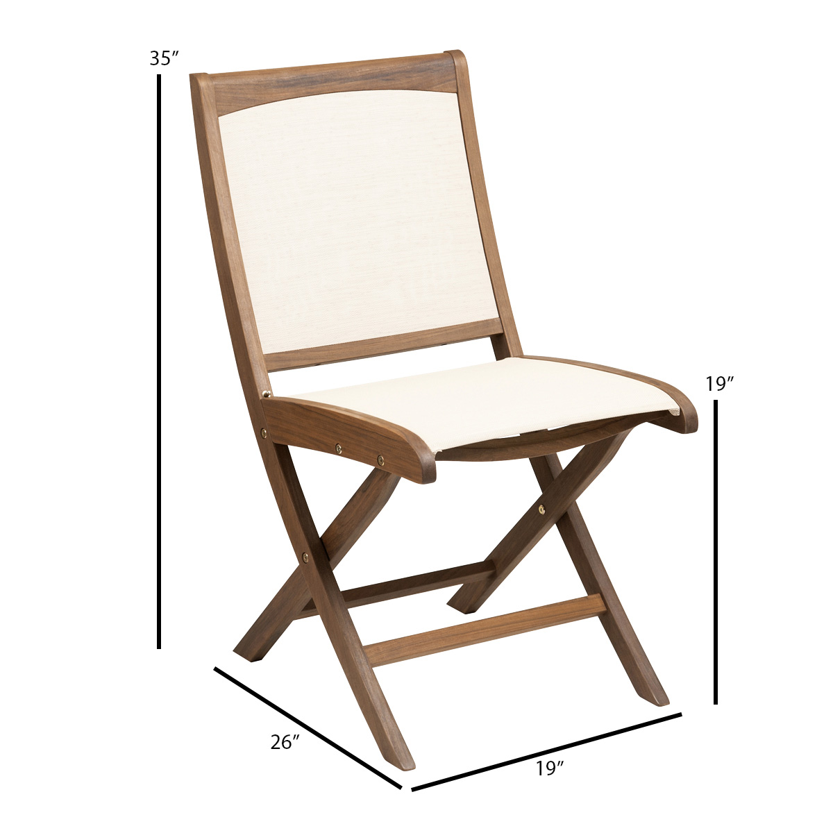 Jensen Outdoor Topaz Folding Sling Dining Side Chair - Beige