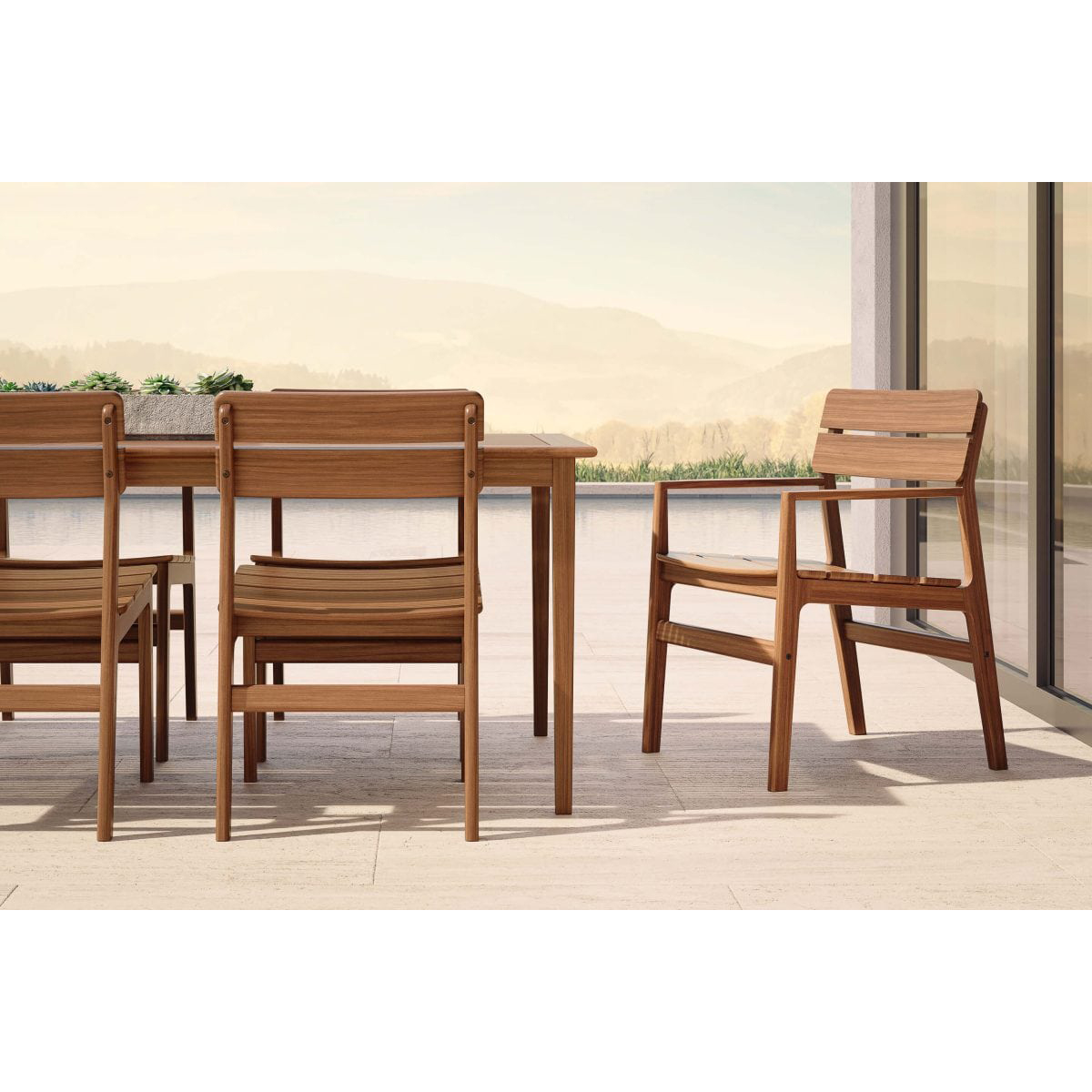 Jensen Outdoor Innova Aurora Ipe Wood Dining Armchair | AuthenTEAK