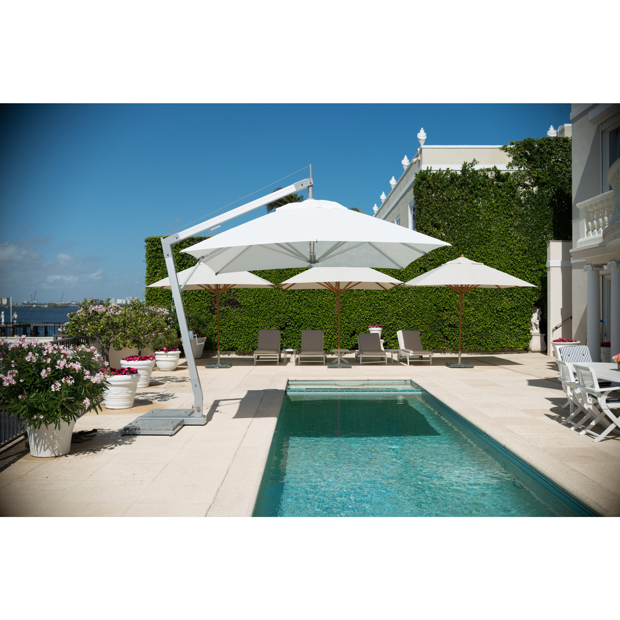 hurricane proof patio umbrellas Grand 10x10 FT Large Patio Umbrella with Base, Double-Sided Outdoor Cantilever Aluminum Umbrella, Offset Umbrella with Cover for Commercial Use, Poolside, Deck, Backyard, Gray : Patio, Lawn & Garden offering generous shade for 8 The 8 Best Patio Umbrellas