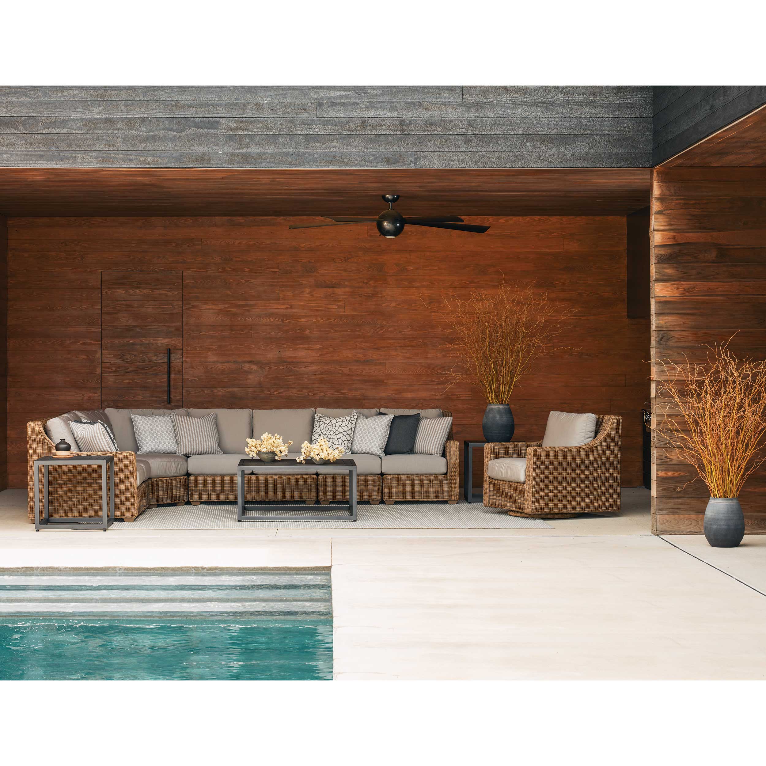 Lane Venture Oasis Wicker Armless Chair Outdoor Sectional Unit AuthenTEAK