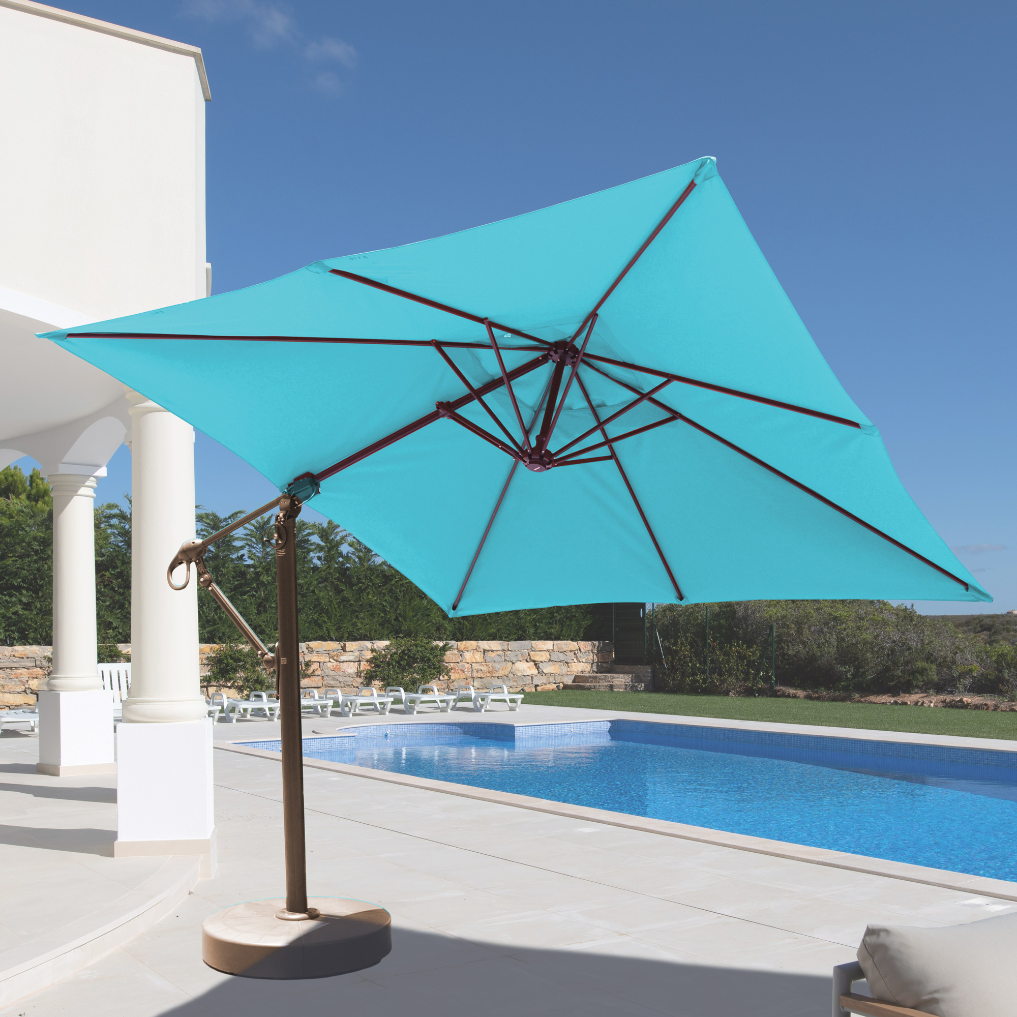 atlantic liberty aluminum square patio umbrella with base 10'x10 Domi 10'x10' Cantilever Umbrella, Windproof Outdoor 360°Rotation, Offset Sun Shade Umbrella for Outside Deck Backyard Garden Pool, Gray : Patio, Lawn & Garden Lightweight yet sturdy powdercoat 10' x 10' Custom Saville