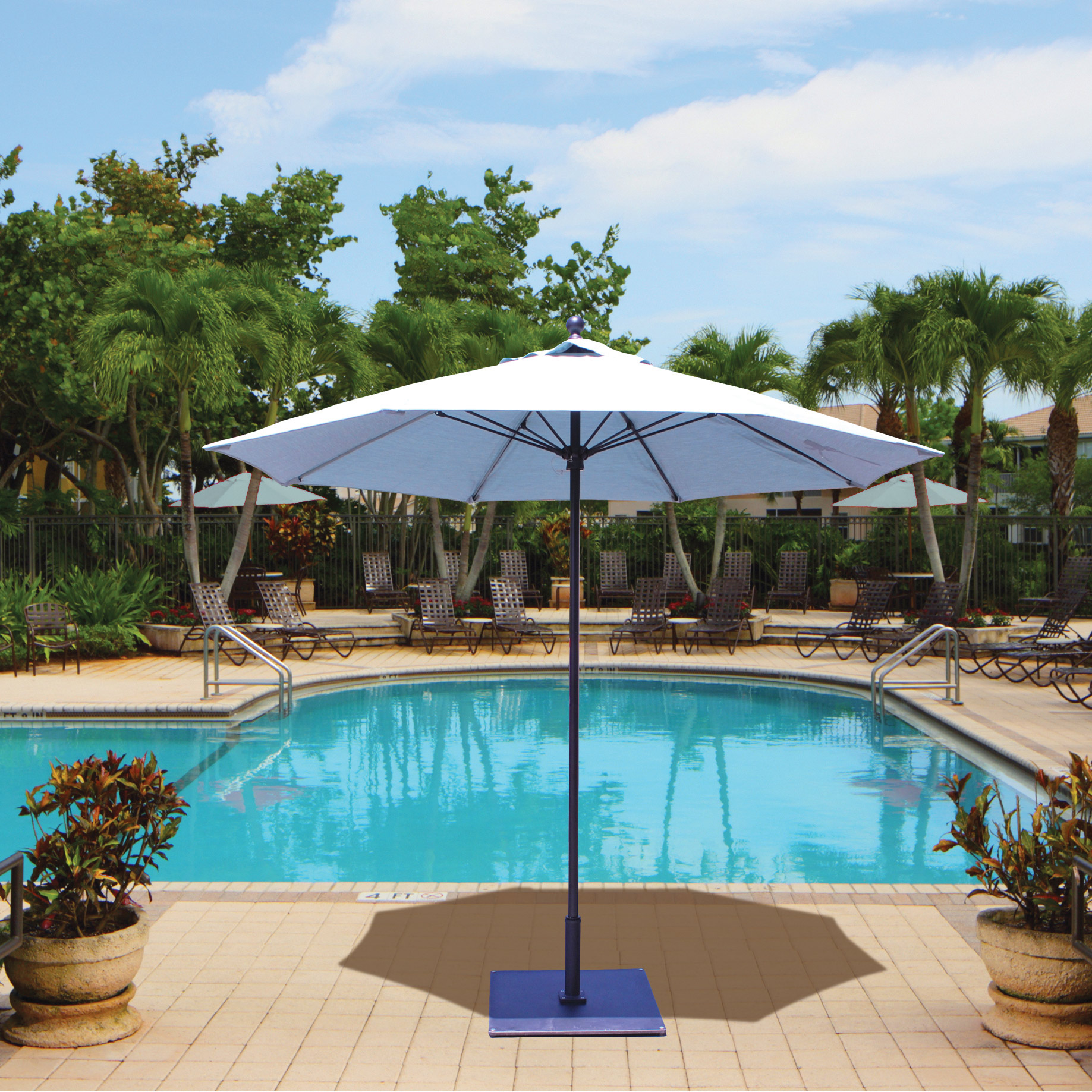 galtech 9-ft aluminum tilt patio umbrella granite sunbrella 9ft Gray - Auto Frame Outdoor Use Poolside Dining Garden but instead Galtech 9-Foot (Model 737) Deluxe