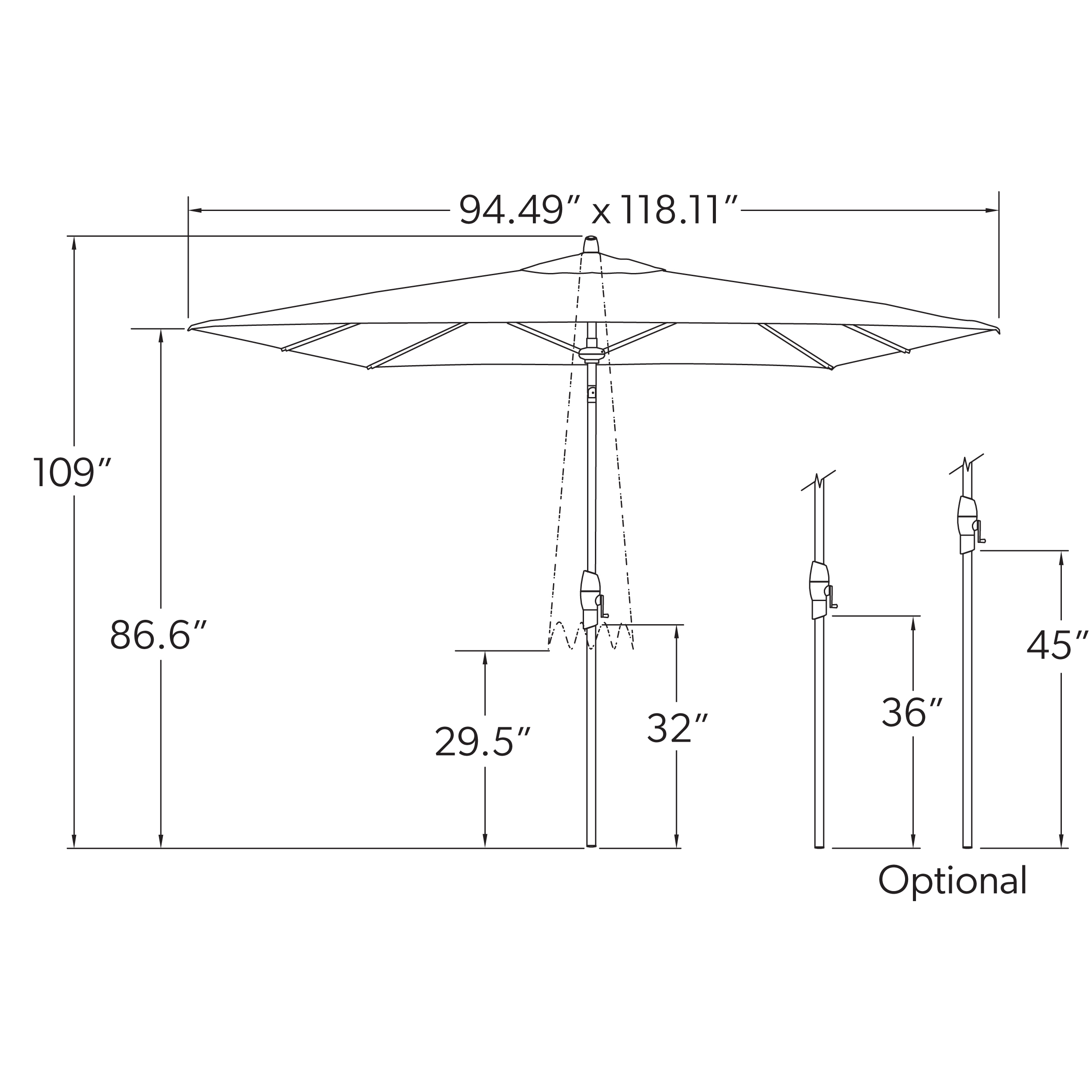 Treasure Garden 8' x 10' Rectangular Auto Tilt Replacement