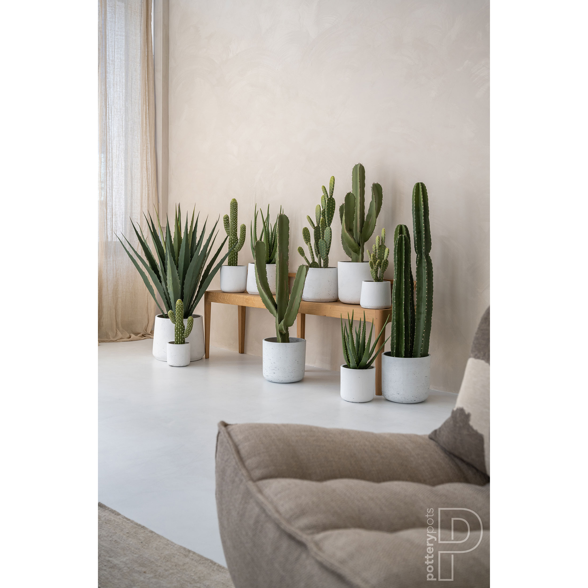 Pottery Pots 24" Faux Cactus Saguaro Plant - Set of 4 | AuthenTEAK