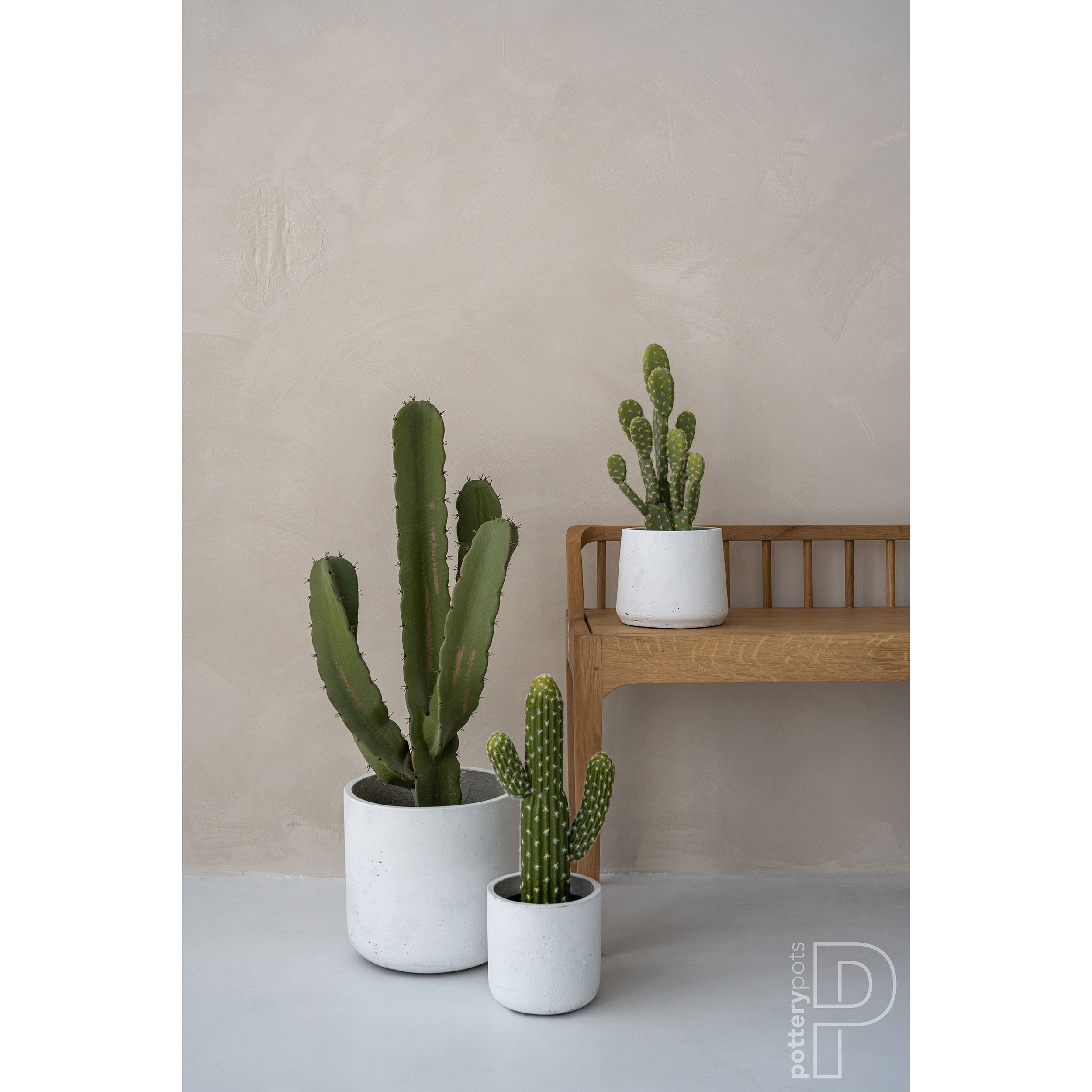 Pottery Pots 16" Faux Cactus Opuntia Plant - Set of 6 | AuthenTEAK