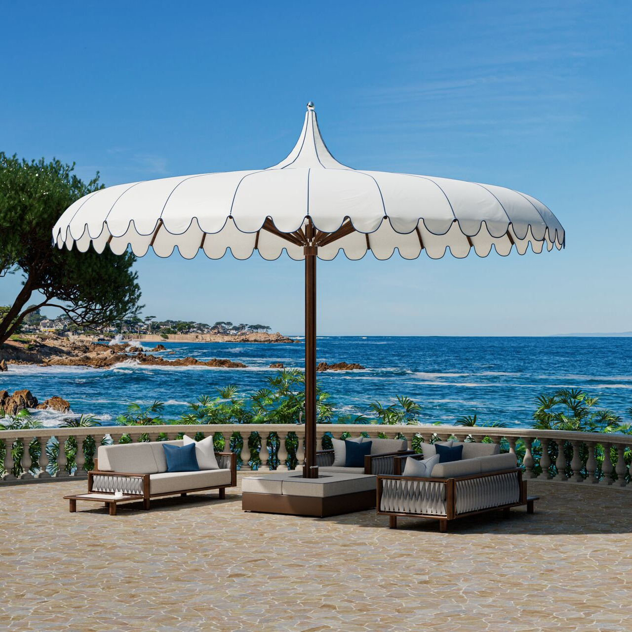 cantilever solar patio umbrella WestinTrends 10 ft Outdoor Patio Solar LED Cantilever Umbrella with Base Weights, Dark Green