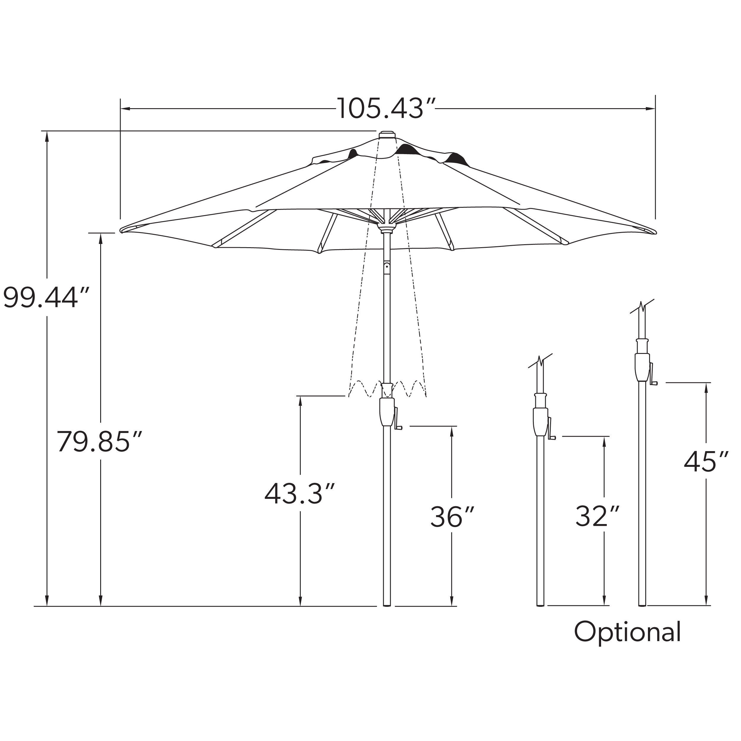 Treasure Garden 9' Octagonal Aluminum Glide Tilt Replacment Frame