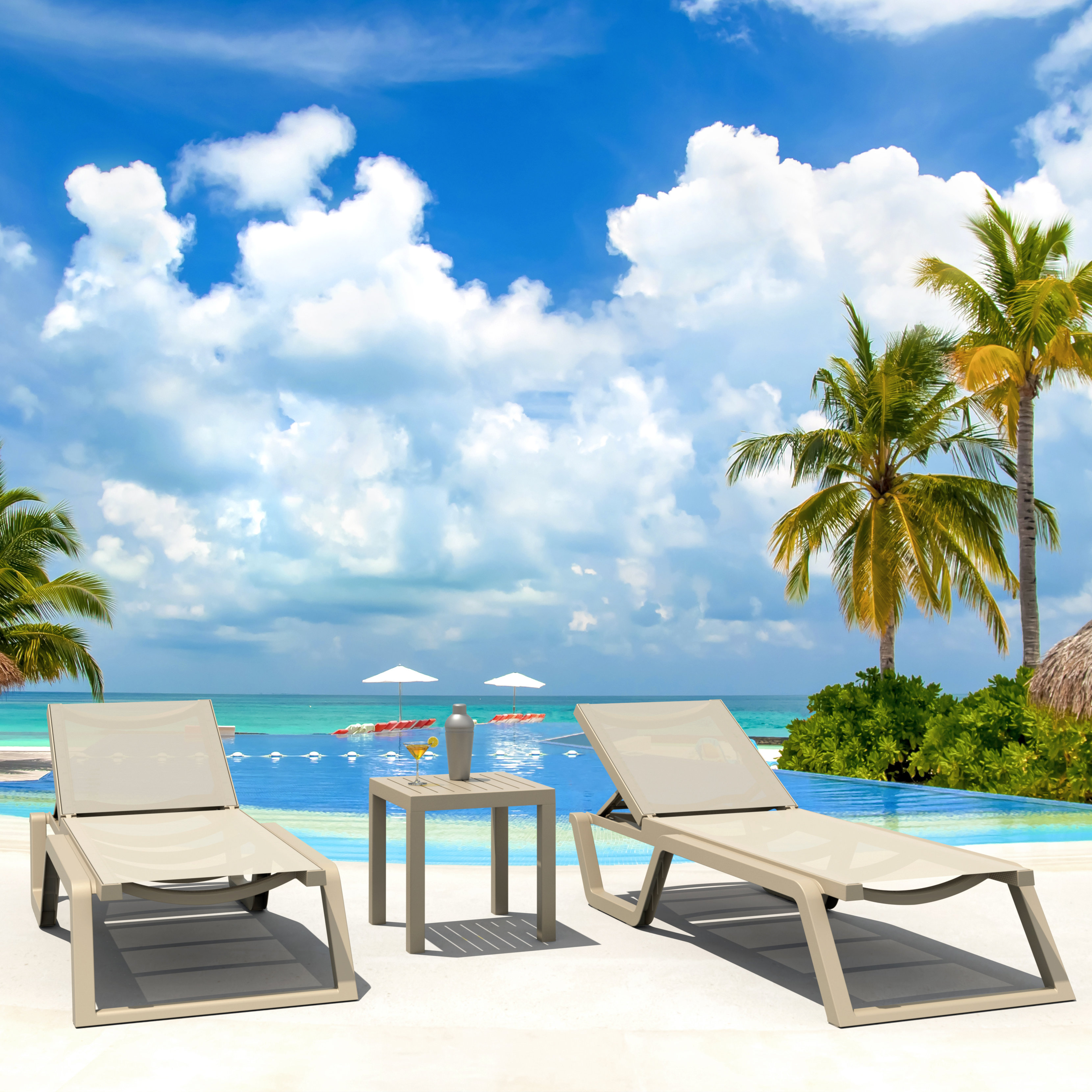 Pool Stack Compamia Rio Stacking Sling Pool Chaise Lounge - Set of 4 | AuthenTEAK