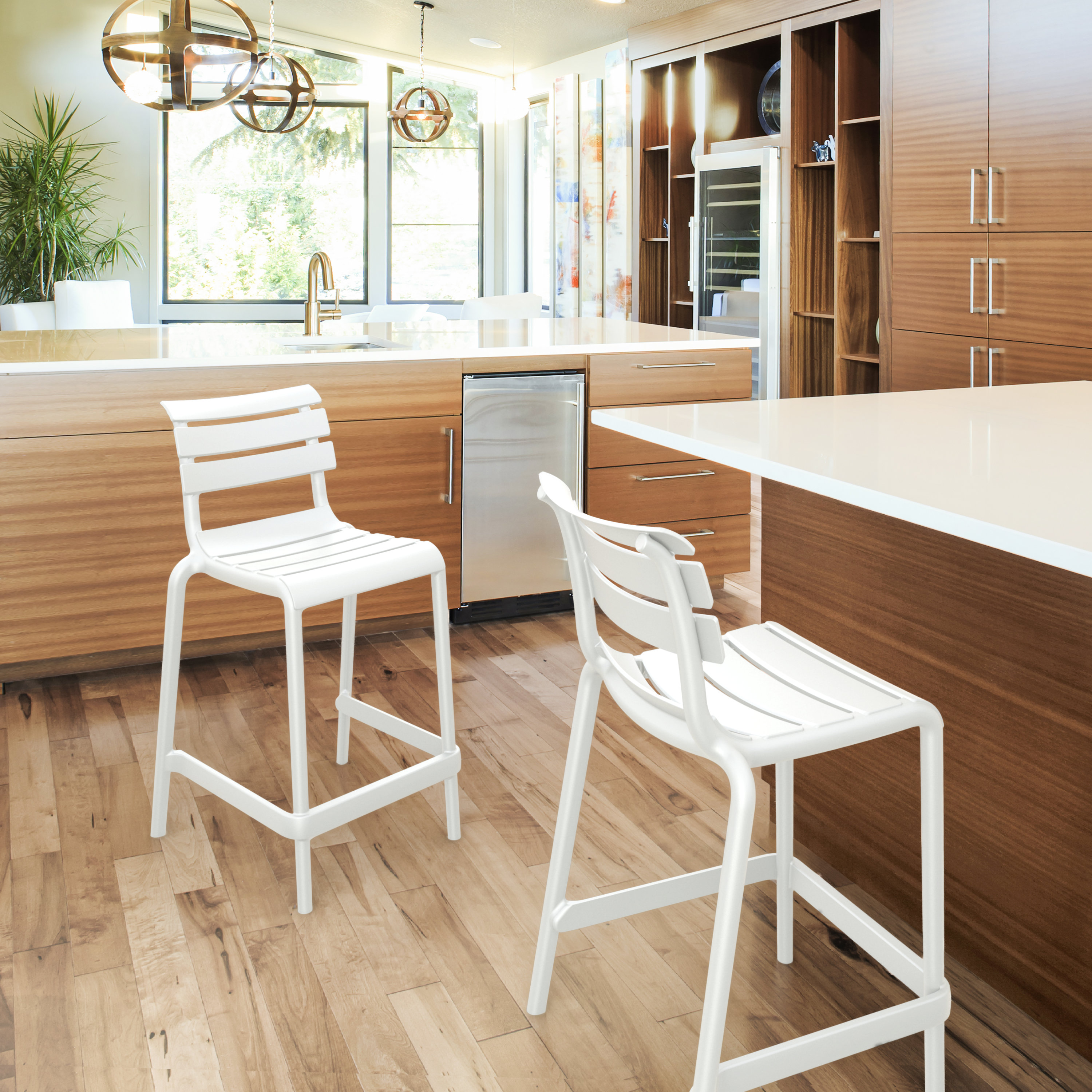 Compamia Helen Stacking Resin Counter Side Chair - Set of 2 | AuthenTEAK