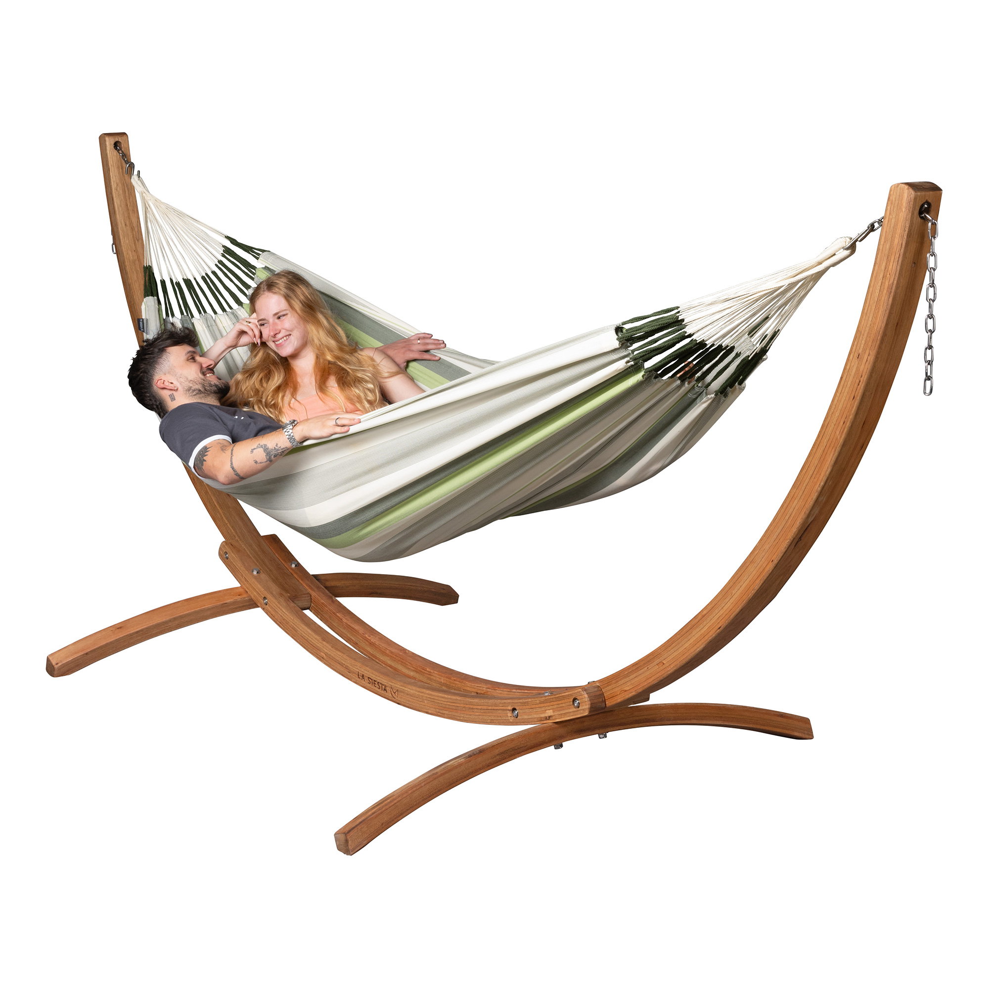 La Siesta Maera Double Eucalyptus Outdoor Hammock Stand | AuthenTEAK