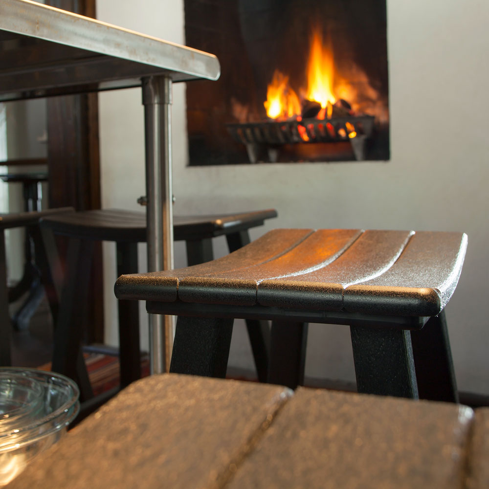 Polywood Contempo Saddle Counter Stool - Black | AuthenTEAK