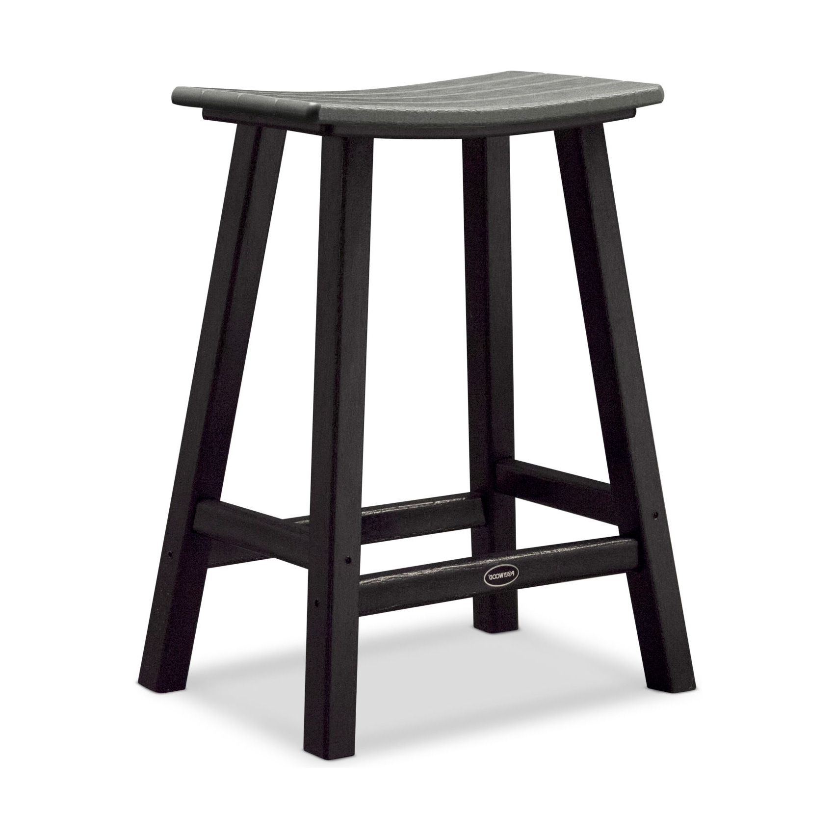 Polywood Contempo Saddle Counter Stool - Black | AuthenTEAK