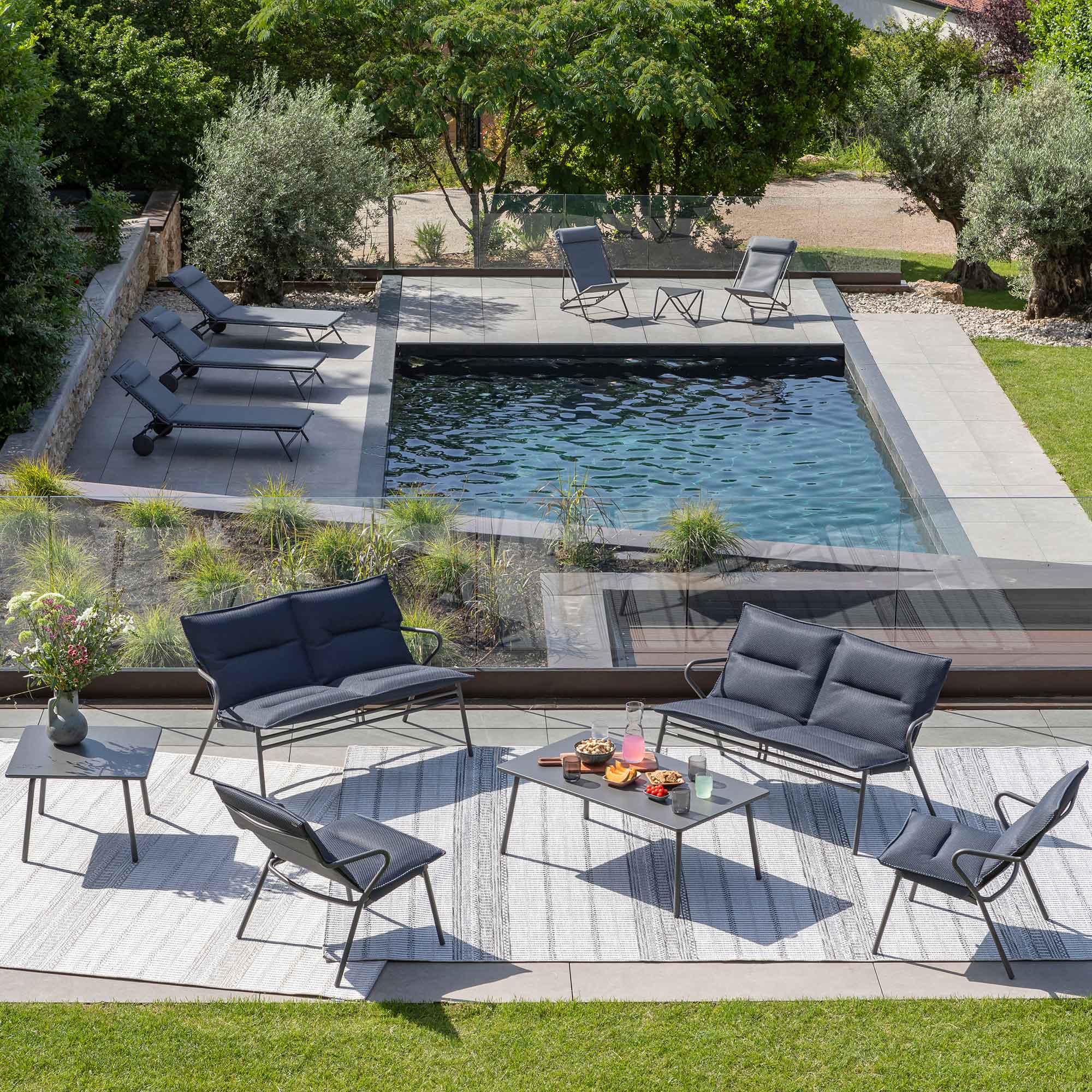 Lafuma Mobilier Vence BeComfort Low Steel Lounge Armchair - Set of