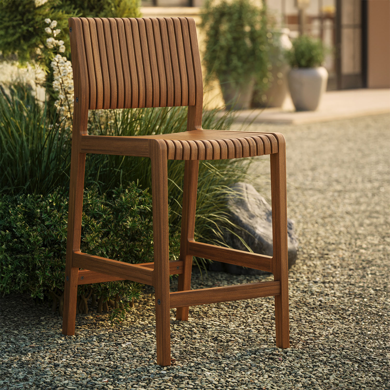インポートチェア Jensen Outdoor Innova Allure Ipe Wood Counter Side Chair | AuthenTEAK