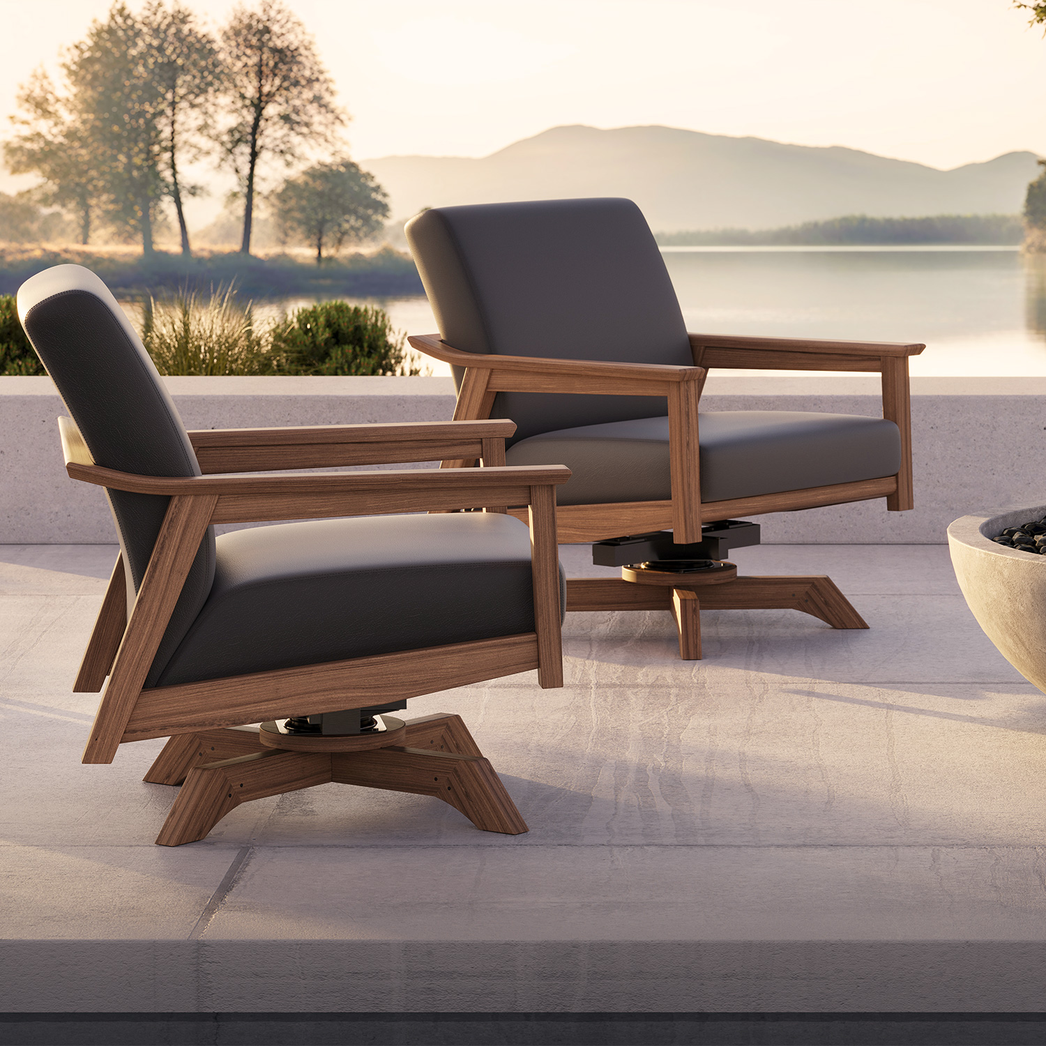 Jensen Outdoor Tempo Ipe Wood Swivel Rocking Lounge Chair | AuthenTEAK