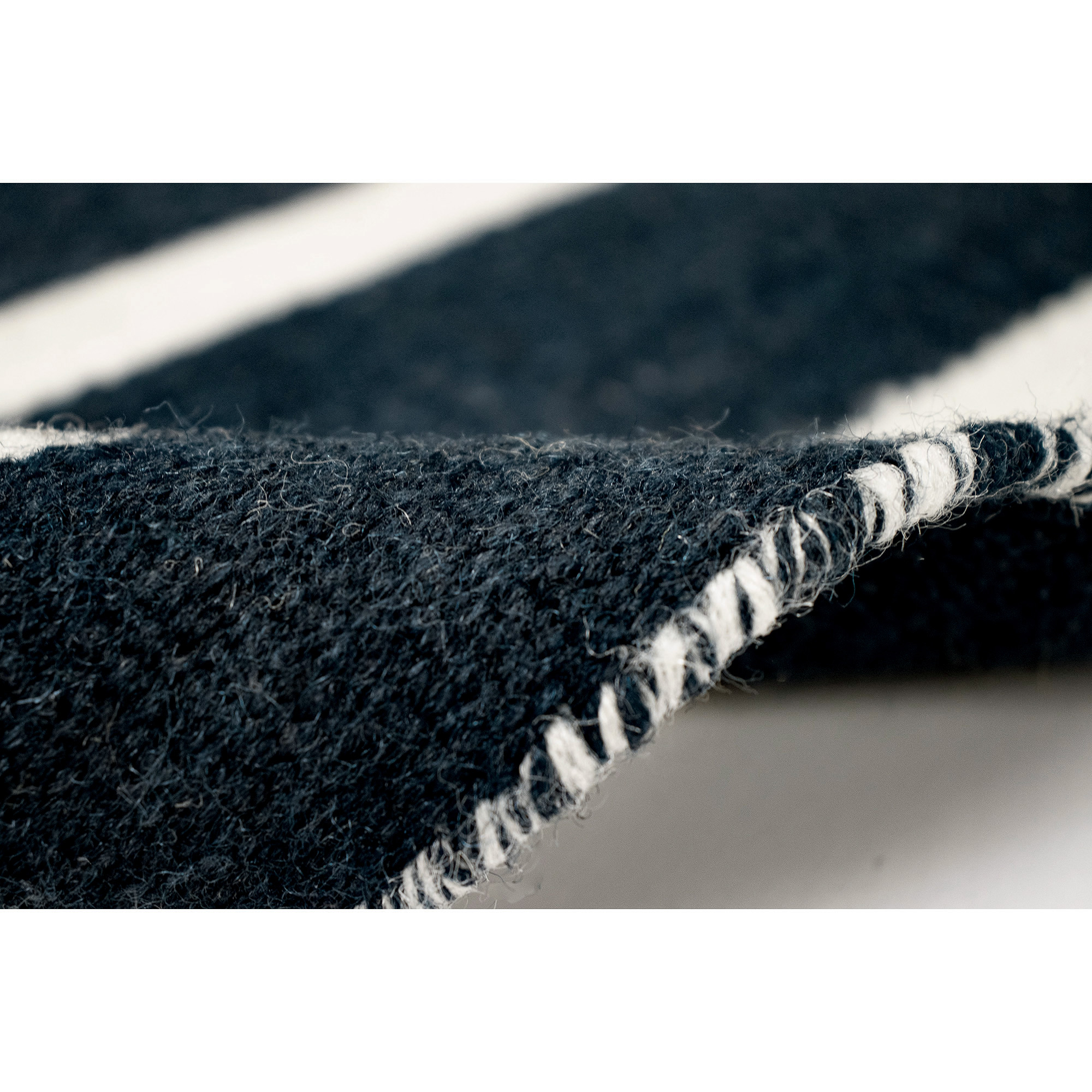 TransOcean Sorrento Pinstripe Black Indoor/Outdoor Rug AuthenTEAK