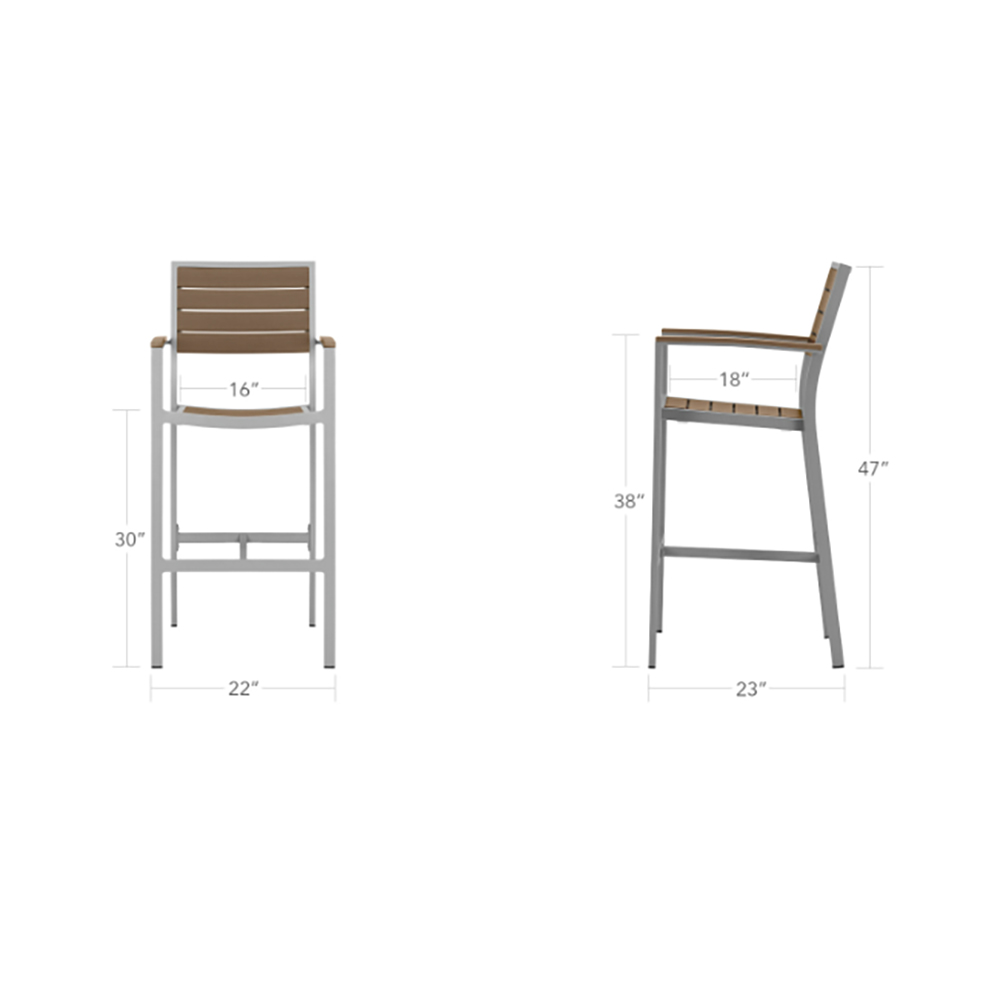 Source Furniture Napa Stacking Aluminum Bar Armchair Set of 4 AuthenTEAK