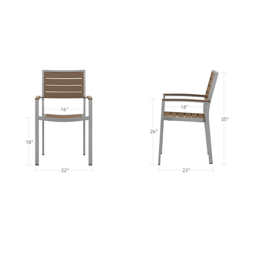 Source Furniture Napa Stacking Aluminum Dining Armchair Set of 4 AuthenTEAK