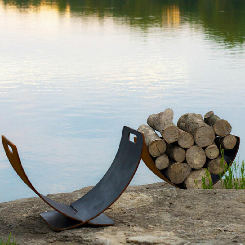 Fire Pit Art Wings of Flight Artisan Log Rack | AuthenTEAK