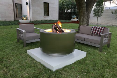 Bentintoshape 38" Round StainlessSteel Fire Pit Hidden Tank AuthenTEAK