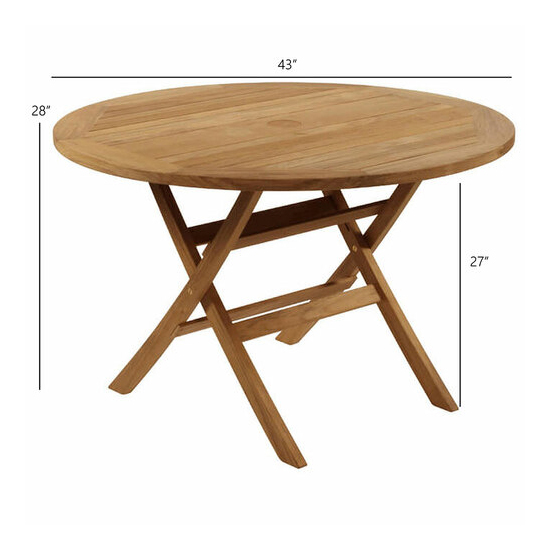 Barlow Tyrie Ascot 43" Teak Folding Round Dining Table AuthenTEAK