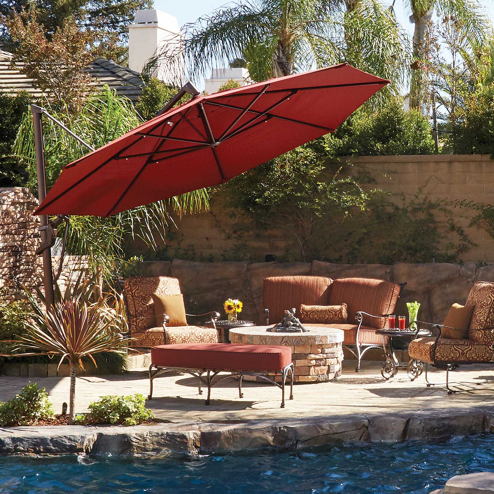 garden treasure patio umbrella 7.5 Foot Glide Tilt Octagon Single Wind Vent Pole diameter Treasure Garden Push Button Tilt