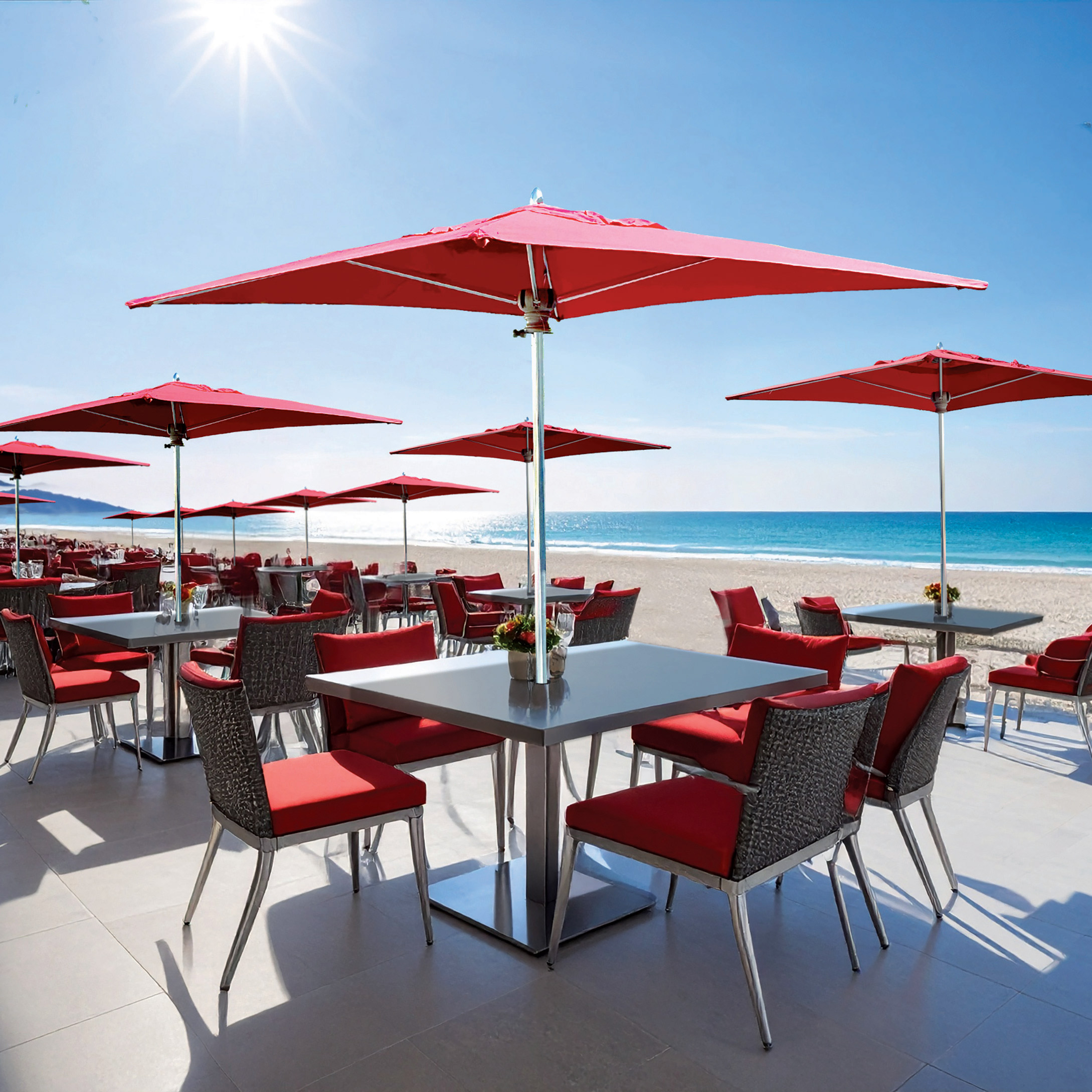 6x6 square patio umbrella 6' x 6' Saville | Umbrellas There is also a quick release rib that has two spring loaded buttons to make the rib attach to the hub Galtech 161 - 6x6 FT