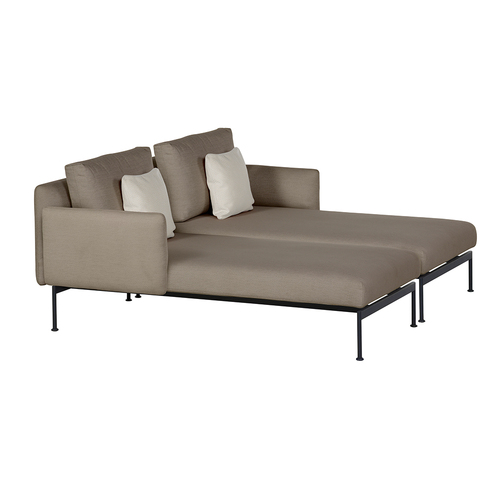 Barlow Tyrie Layout Upholstered Double Chaise Lounge with Arms AuthenTEAK