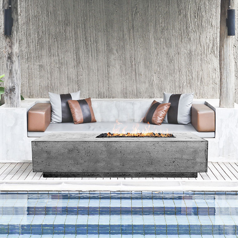 Prism Hardscapes Tavola 5 Rectangular 80" Concrete Gas Fire Table
