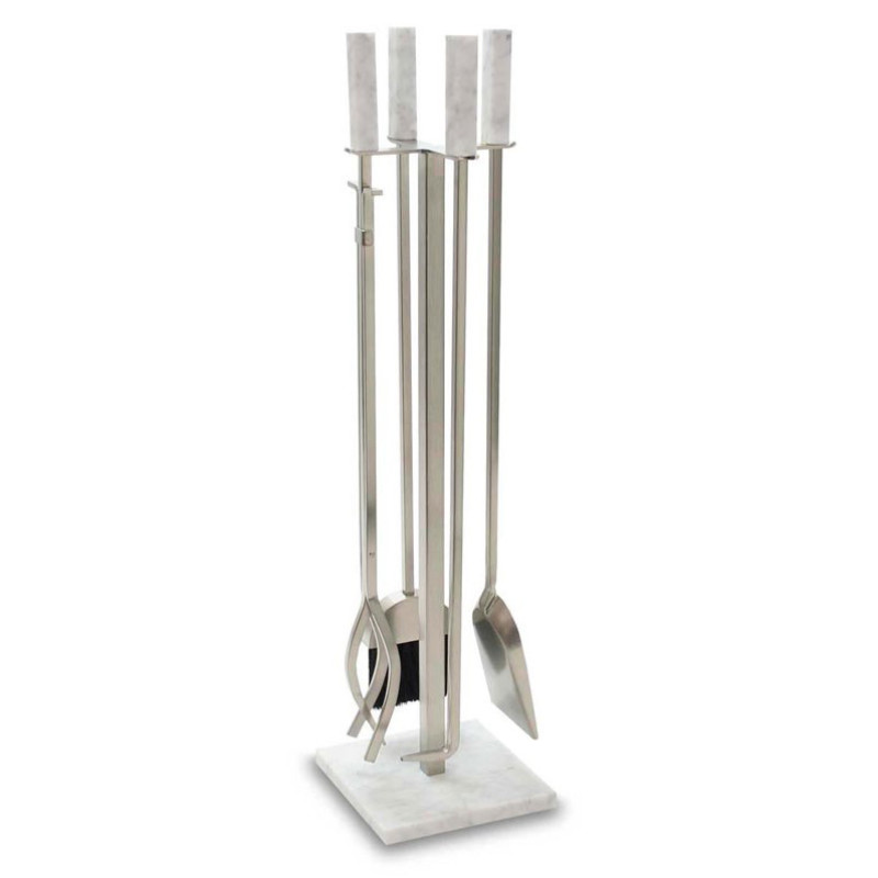 Pilgrim Carrara Marble Fireplace Tool Set AuthenTEAK