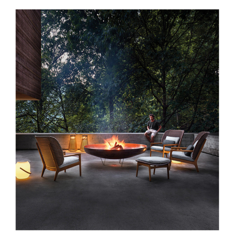 Gloster Deco 53" Round Steel Wood Burning Fire Bowl AuthenTEAK