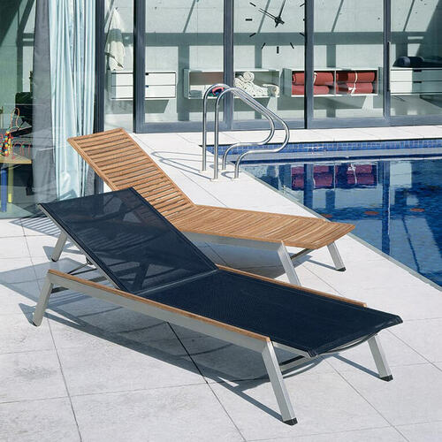 Barlow Tyrie Equinox Stacking Sling Chaise Lounge Raw Stainless Steel