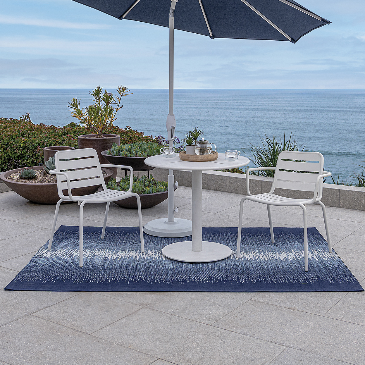 Ocean Reflection Rug Treasure Garden Reflections Ocean Blue Indoor/Outdoor Rug | AuthenTEAK