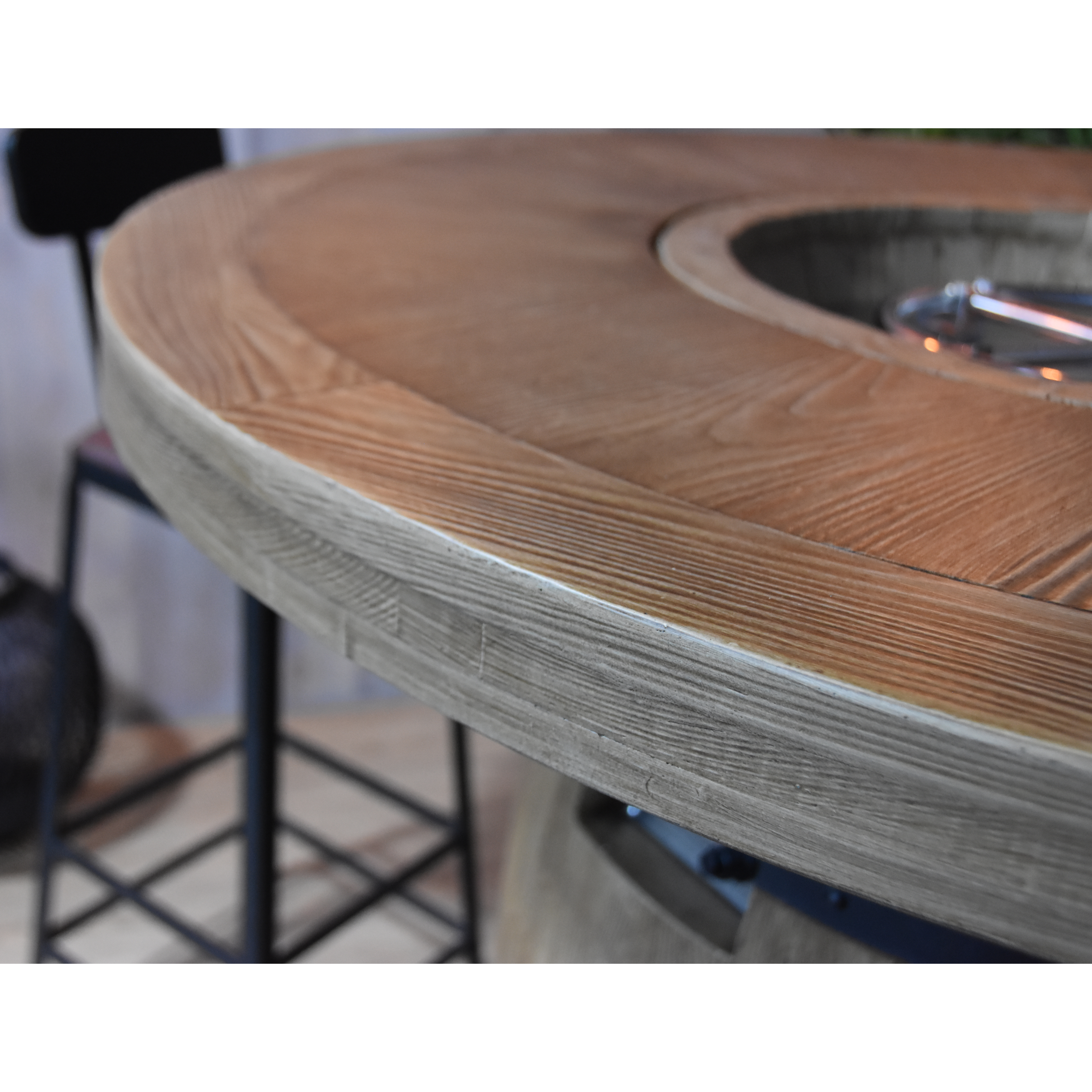Elementi Lafite Barrel 48" Round Concrete Gas Fire Table w/ Hidden Tank