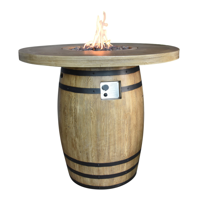 Elementi Lafite Barrel 48" Round Concrete Gas Fire Table w/ Hidden Tank