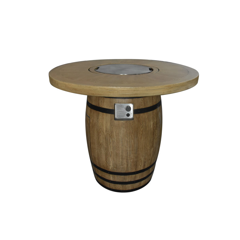 Elementi Lafite Barrel 48" Round Concrete Gas Fire Table w/ Hidden Tank
