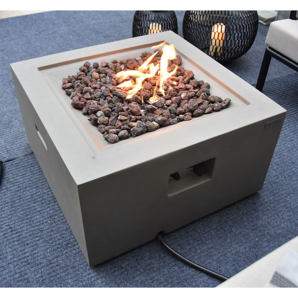 Modeno Ridgefield 27" Square Concrete Gas Fire Pit AuthenTEAK