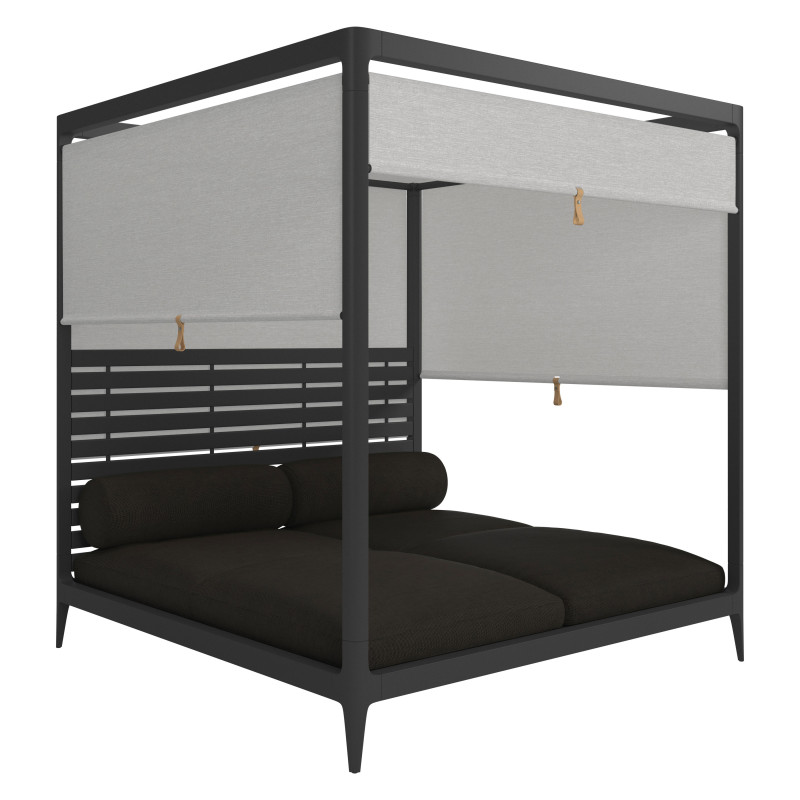 Gloster Grid Cabana Aluminum Back with Roof Screens AuthenTEAK
