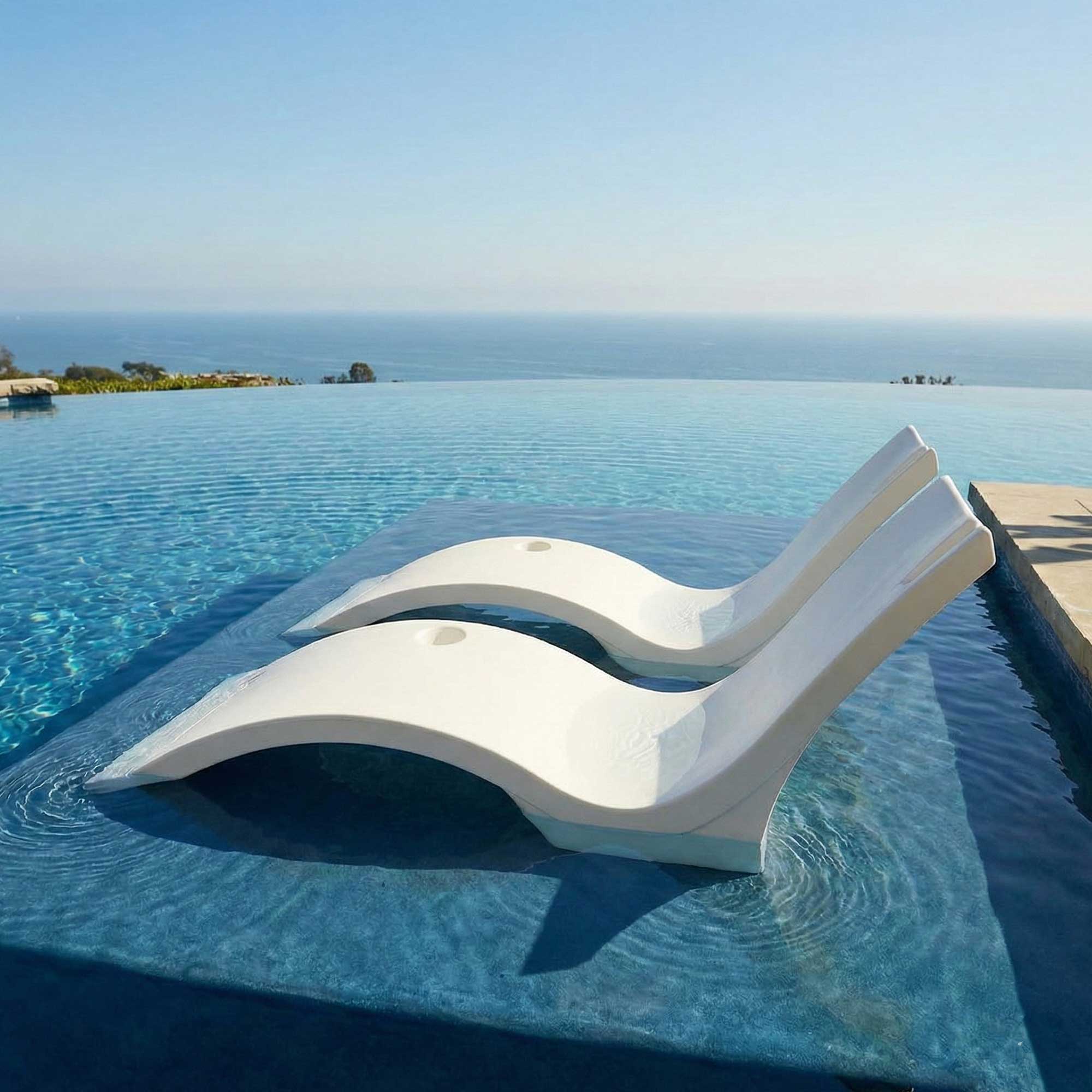 Floating Luxuries Kai Pool Shelf Chaise Lounge - Set of 2 | AuthenTEAK